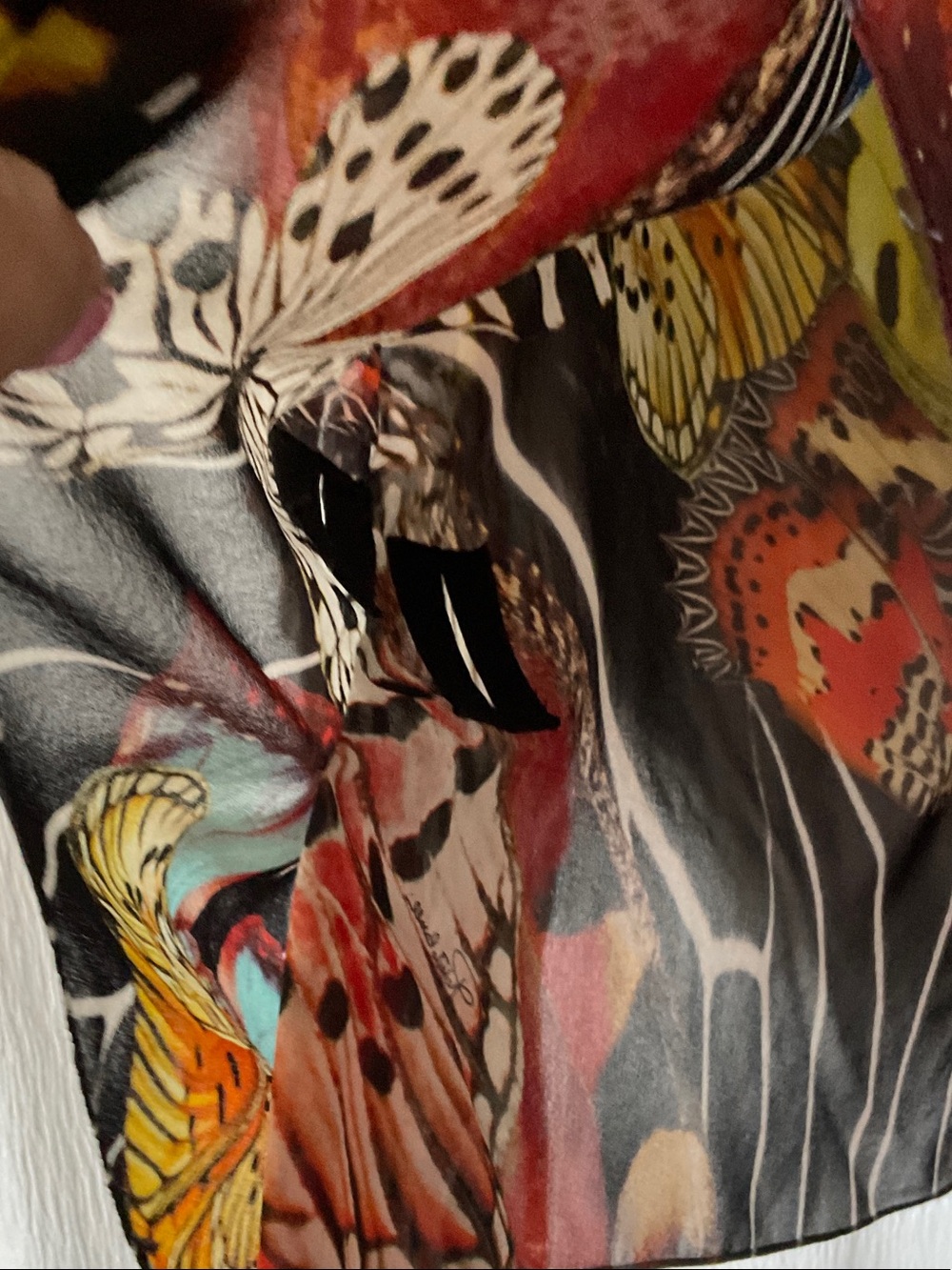 Roberto Cavalli Black Multicolor Butterfly-Print Sheer Tunic Top - Picture 5 of 13